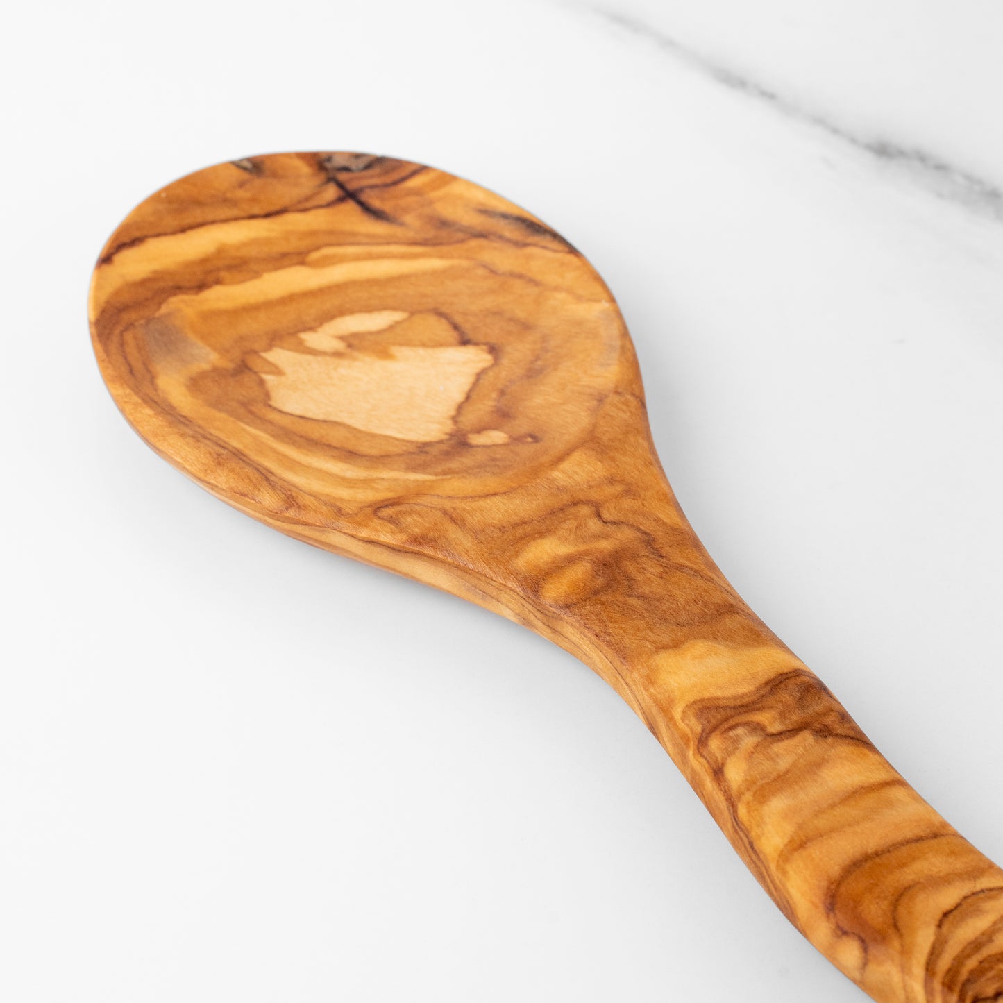 Cuillère de cuisine en bois d'olivier, manche courbé fait main, 30 cm (11,8")