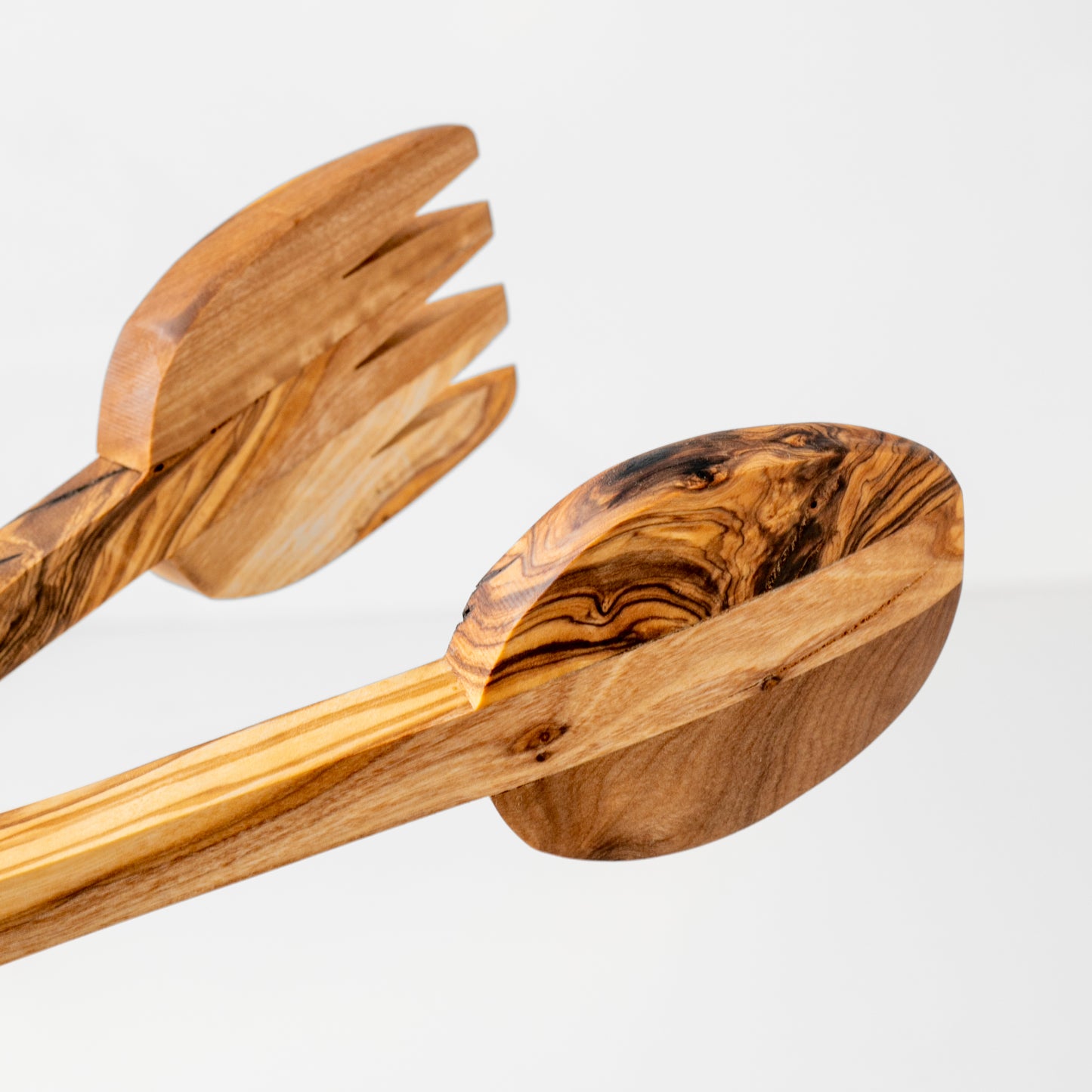 Pince à salade en bois d'olivier fabriquée à la main | Ustensiles de service écologiques
