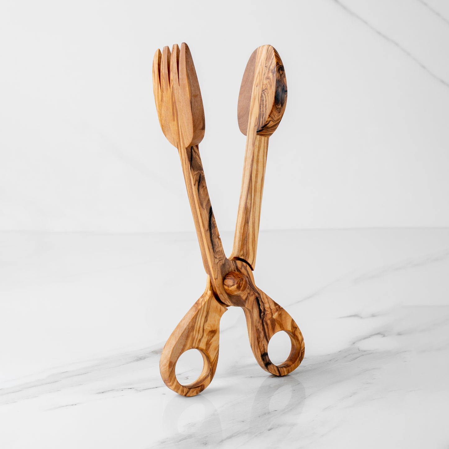 Pince à salade en bois d'olivier fabriquée à la main | Ustensiles de service écologiques