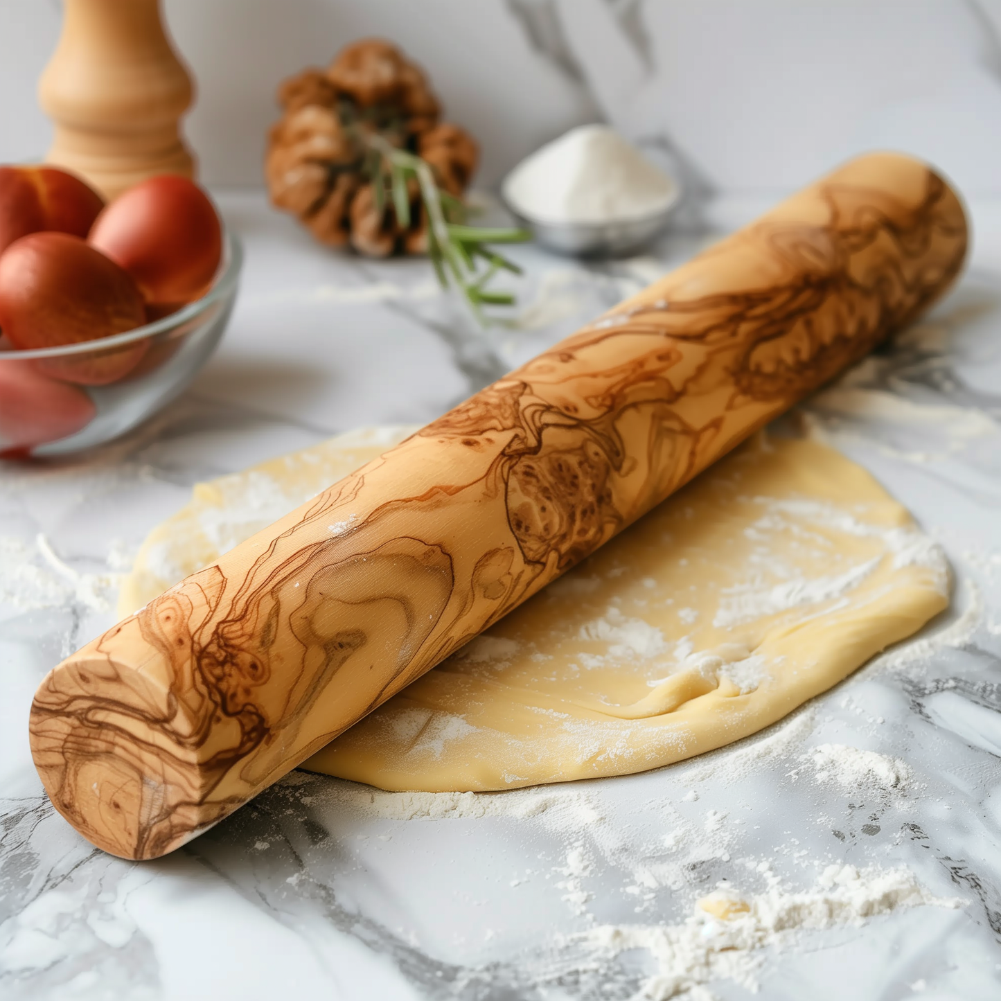 Rouleau à pâtisserie français en bois d'olivier fait main | Disponible en trois tailles