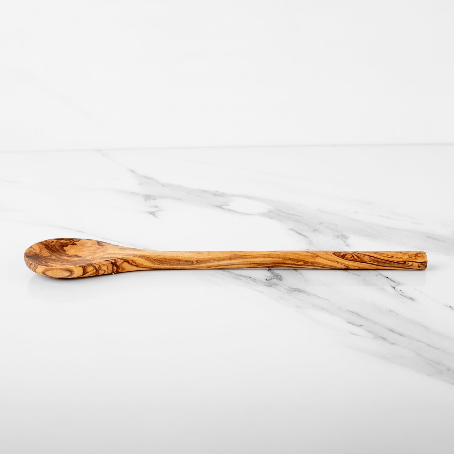 Cuillère à mélanger ronde en bois d'olivier faite à la main, 30 cm (11,8 po)