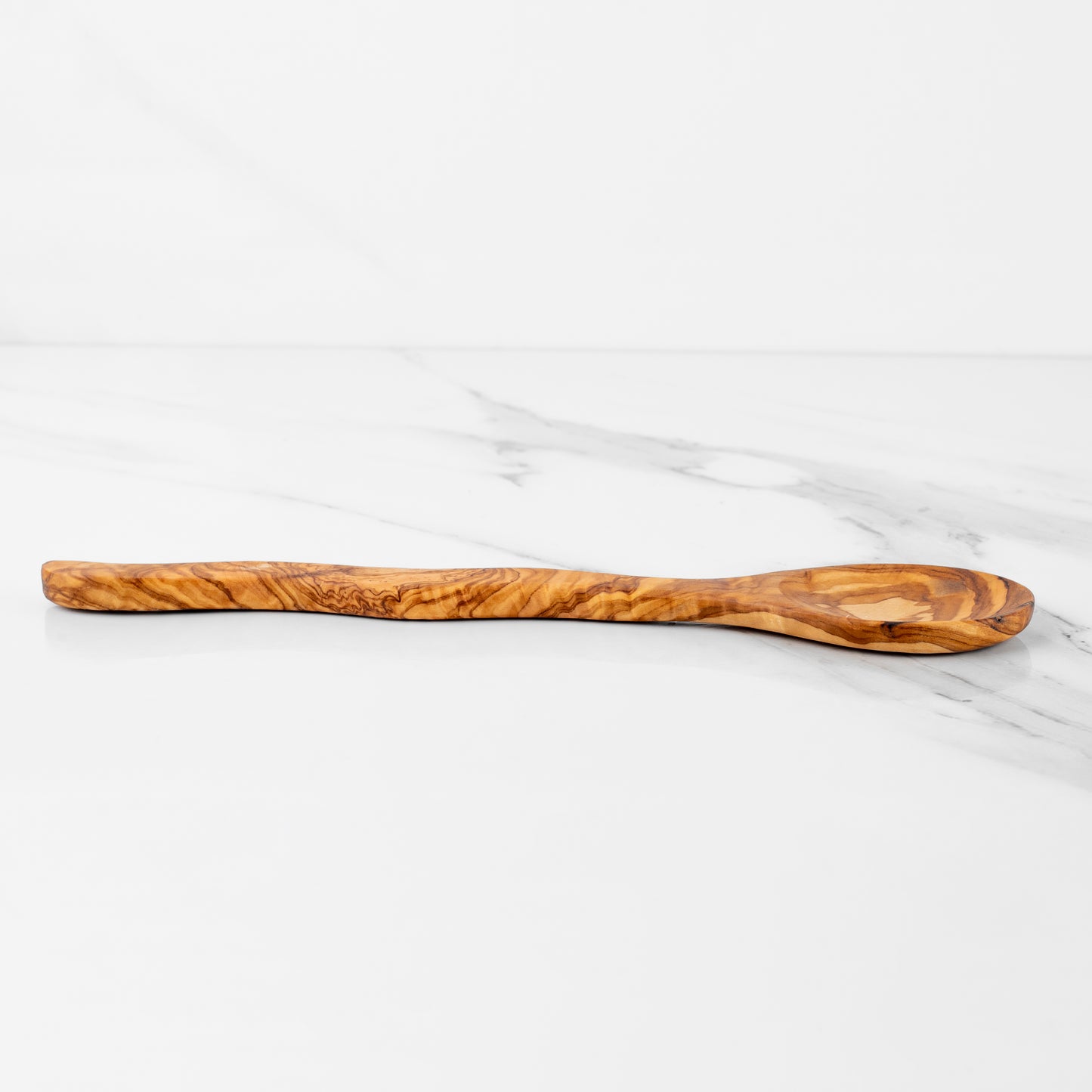 Cuillère de cuisine en bois d'olivier, manche courbé fait main, 30 cm (11,8")