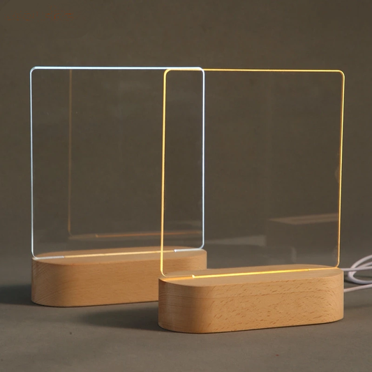 Lampe de table en acrylique avec panneau à messages